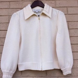 St. John Collection Marie Gray Cream Suit  Size 6